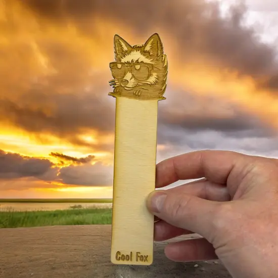 Bookmark - Cool Fox - Birch wood {6}