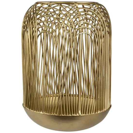 Northlight Medium Layered Iron Pillar Candle Holder - 10.5" - Brass Finish Gold {1}