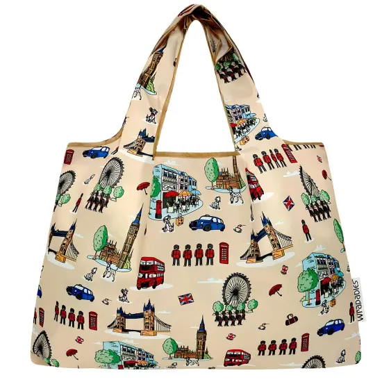 Wrapables Large Foldable Tote Nylon Reusable Grocery Bags, Britain {3}