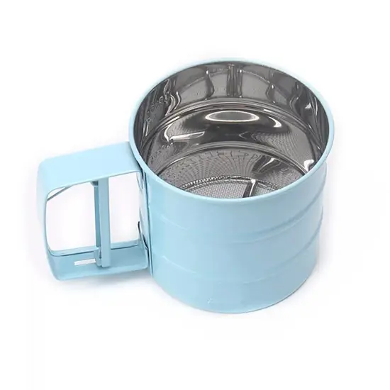1 Pc Stainless Steel Mesh Flour and Sugar Sifter Cup Blue {1}