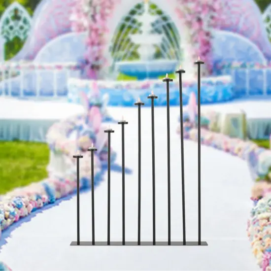 9Pcs Black Tall Floor Candle Holders DIY Candelabra Freestanding Candlestick {2}