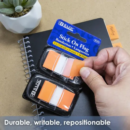 Assorted Neon Color Standard Flags with Dispenser, 60 Per Pack, 12 Packs {6}