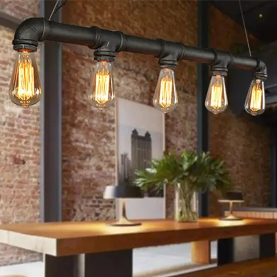 Industrial Retro Water Pipe Pendant Lamp 5-heads Steampunk Rustic Ceiling Light {2}