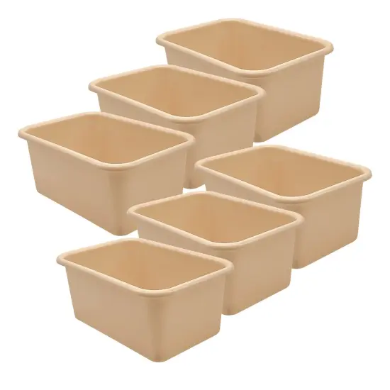 Small Plastic Storage Bin, Light Brown, Pack of 6 {1}