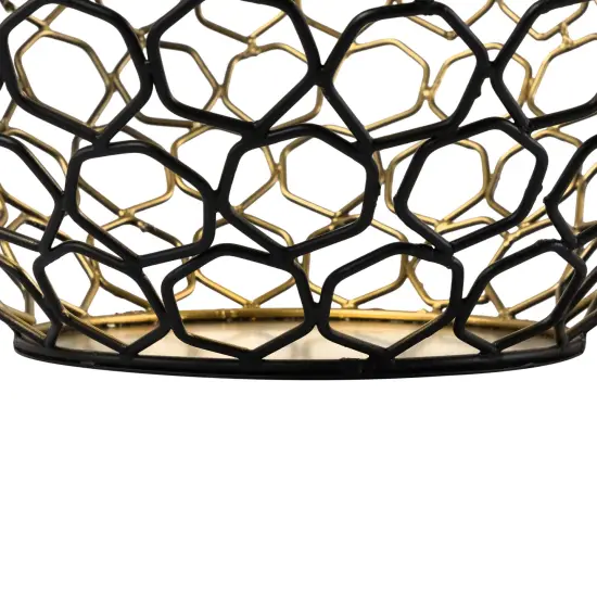 Northlight Large Geometric Cage Iron Pillar Candle Holder - 14.25" - Black and Gold {6}