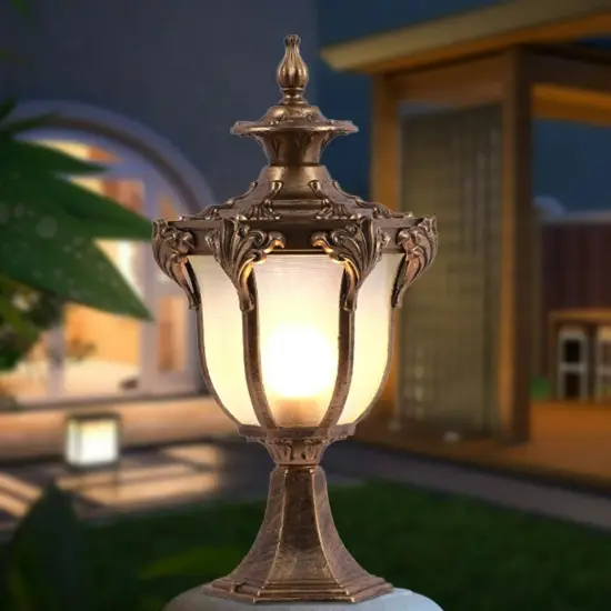 Vintage Pillar Light Garden Waterproof Outdoor Column Lamp Yard Post Lamp Bronze {3}