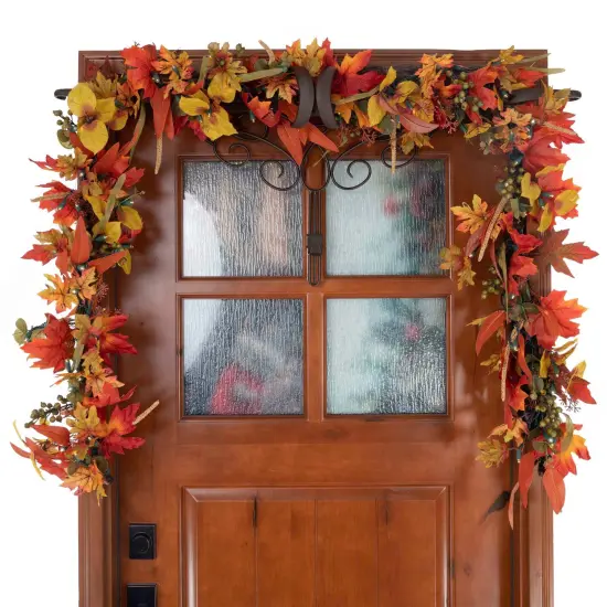 9 ft. Artificial Garland with Lights - Fall Harvest Leaf {3}