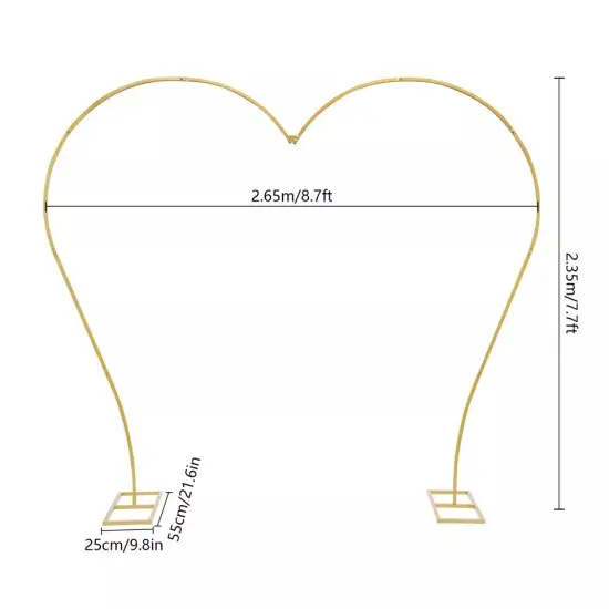 Wedding Arch Rack Heart-shaped Flower Frame Stand Gold Metal Party Backdrop Rack {3}