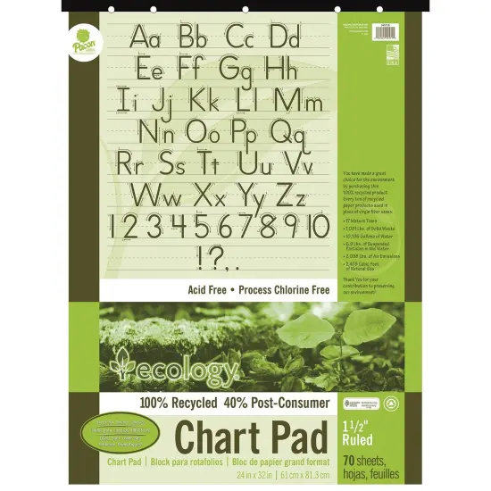Recycled Chart Pad, Manuscript Cover, 1-1/2" Ruled 24" x 32", 70 Sheets {1}