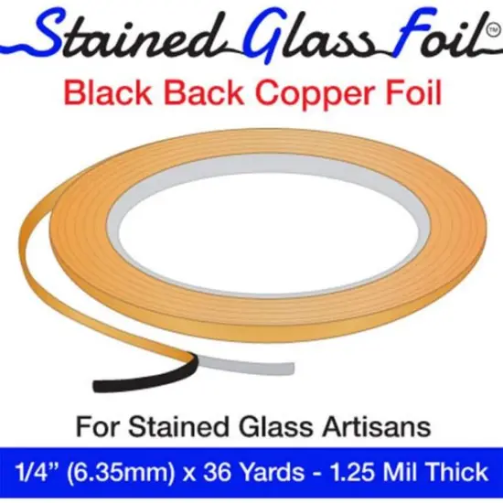 Stained Glass Foil Brand 1/4" Copper Foil - Black Back - 1.25 Mil. Thick {4}