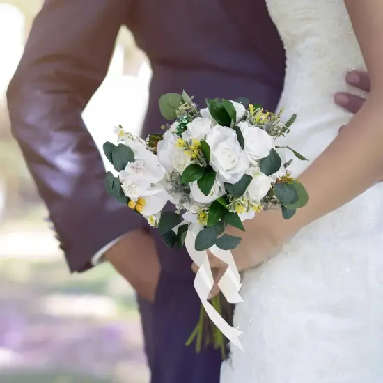 Wedding Artificial Flowers Bouquet Bridesmaid Flower Bridal Hand Flowers Bride {3}