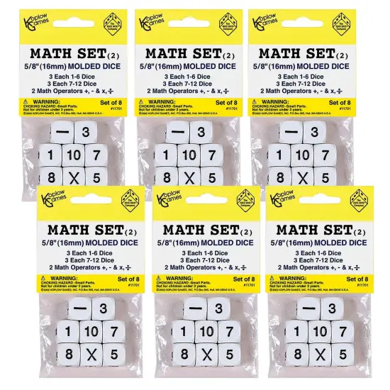 Whole Number Dice Set, 8 Per Pack, 6 Packs {1}