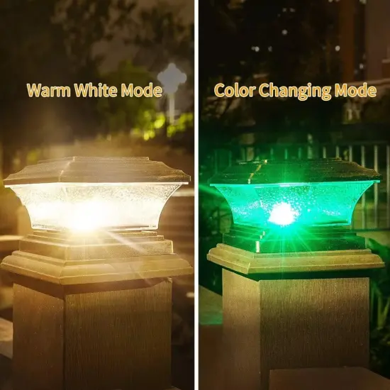 HUYIENO Solar Post Cap Lights Outdoor LED Lighting Deck Fence Two Modes {5}