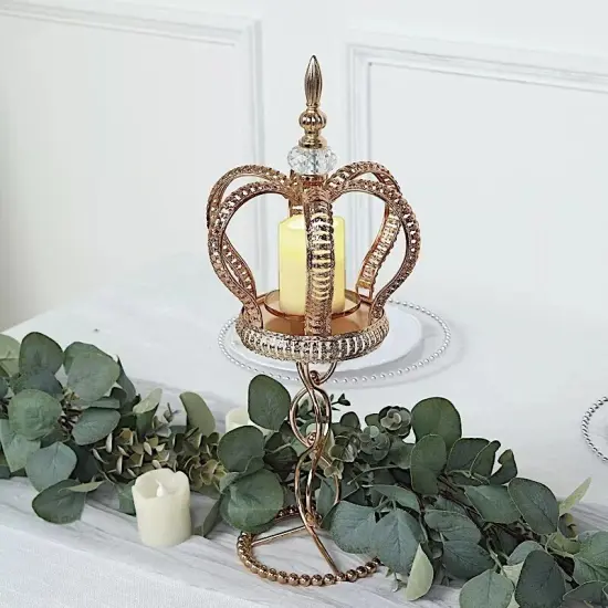 18" Gold Metal Crown Spiral Pillar Votive CANDLE HOLDER Stand Centerpiece Party {4}