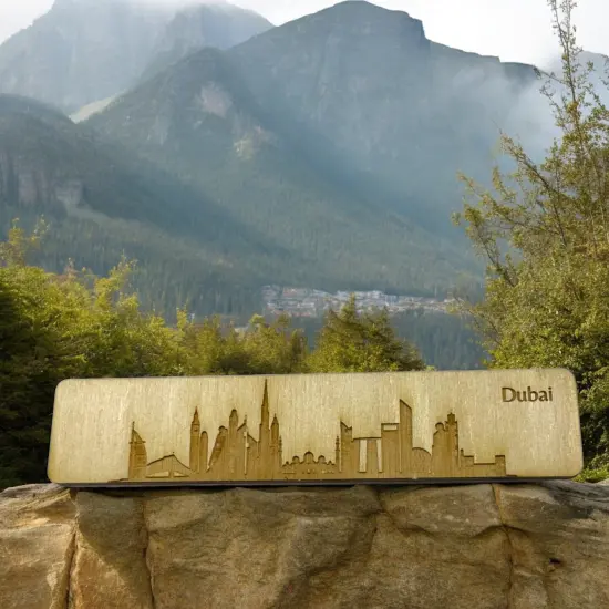 Bookmark - Dubai Skyline - Birch wood {3}