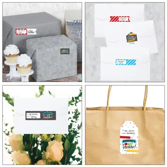 Big Dot of Happiness Teacher Retirement - Assorted Happy Retirement Party Gift Tag Labels - To and From Stickers - 12 Sheets - 120 Stickers {7}