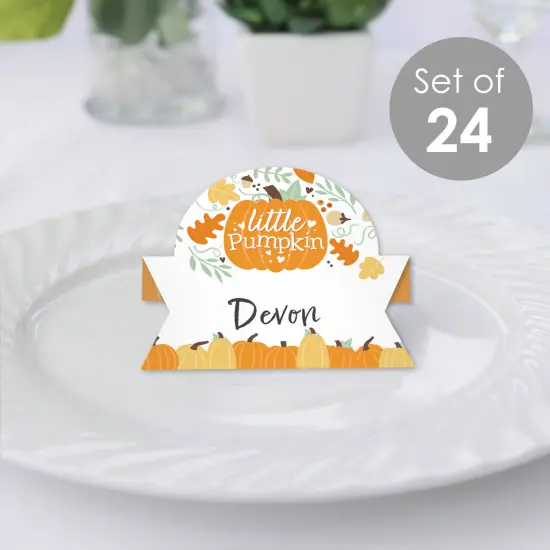 Big Dot of Happiness Little Pumpkin - Fall Birthday Party or Baby Shower Tent Buffet Card - Table Setting Name Place Cards - Set of 24 {3}