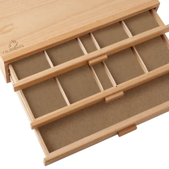 7 Elements Wooden Artist Storage Supply Box for Pastels, Pencils, Pens, Markers, Brushes and Tools {5}