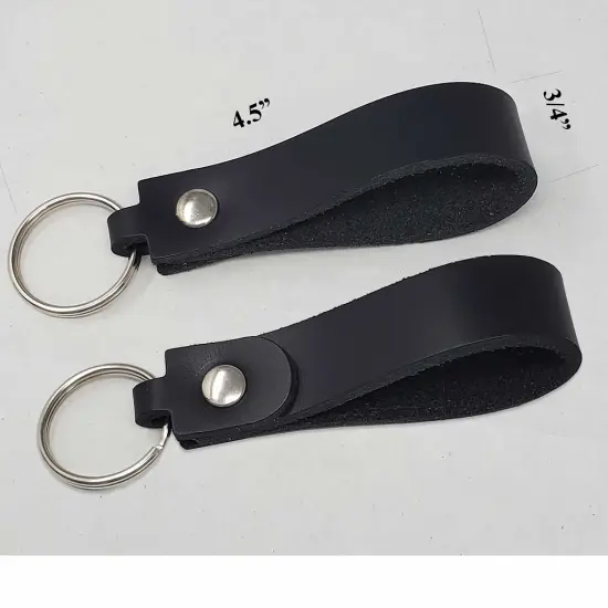 Blank Leather Keychains &ndash; DIY Engraving Kit, Pack of 10 (&frac34;" x 4.5") Black {2}