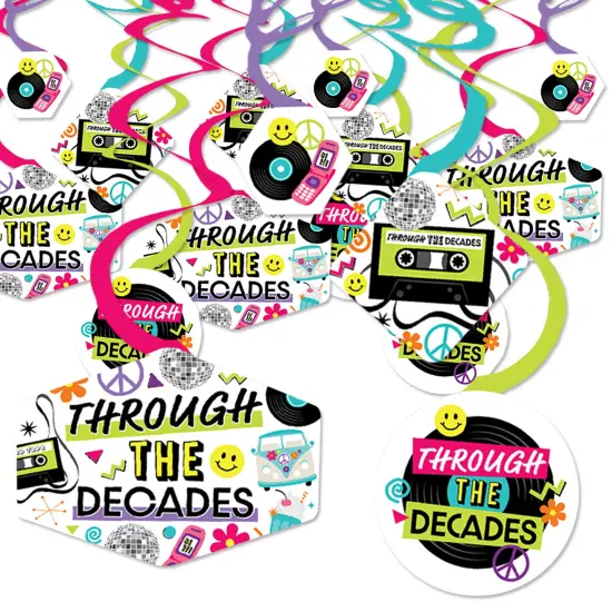 Big Dot of Happiness Through the Decades - 50s, 60s, 70s, 80s, and 90s Party Hanging Decor - Party Decoration Swirls - Set of 40 {1}