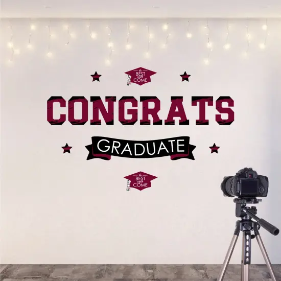 Big Dot of Happiness Maroon Graduation Party Photo Backdrop - Wall Decals {6}