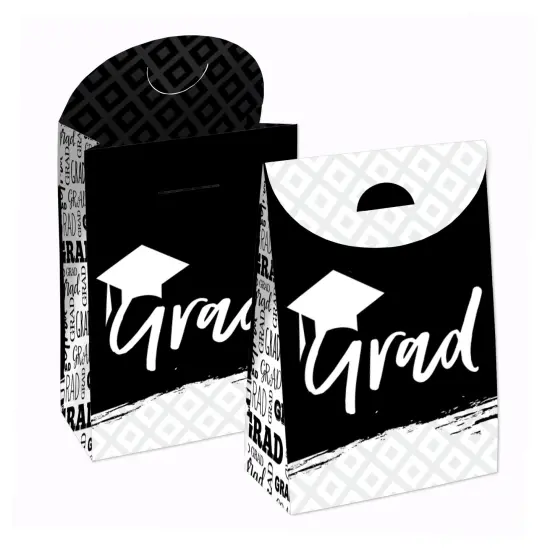 Big Dot of Happiness Black and White Grad Best is Yet to Come Graduation Gift Favor Bags Party Goodie Boxes Set of 12 {1}