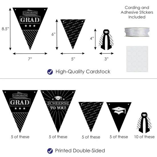 Big Dot of Happiness 30 Piece Graduation Cheers Party Pennant Triangle Banner {4}