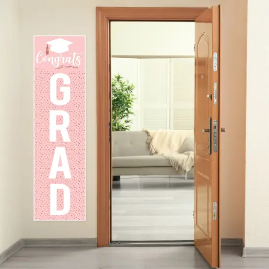 Big Dot of Happiness Rose Gold Graduation Party Door Decoration - Vertical Banner {7}