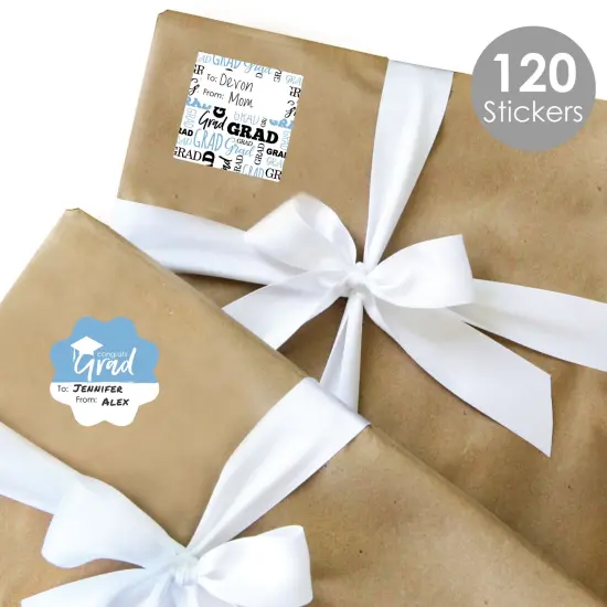 Big Dot of Happiness Light Blue Grad Best is Yet to Come Assorted Graduation Party Gift Tag Labels To & From Stickers 12 Sheets 120 Stickers {3}