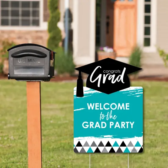 Big Dot of Happiness Teal Graduation Party Decorations - Grad Party Welcome Yard Sign {3}
