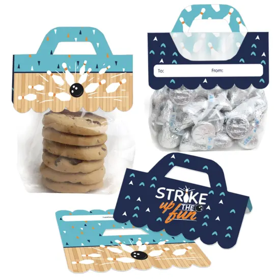 Big Dot of Happiness Strike Up the Fun Bowling DIY Birthday Party or Baby Shower Clear Goodie Favor Bag Labels Candy Bags with Toppers Set of 24 {1}