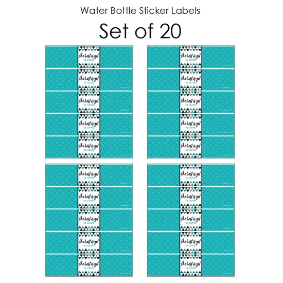 Big Dot of Happiness Teal Graduation Party Water Bottle Sticker Labels - Set of 20 {4}