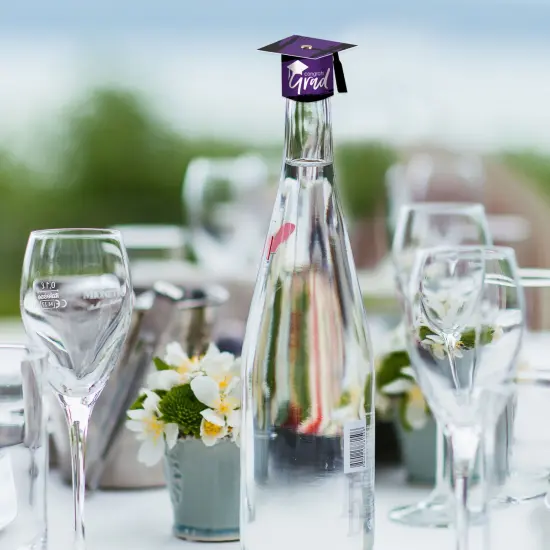 Big Dot of Happiness Purple Grad - Best is Yet to Come - DIY Grad Cap Purple Graduation Party Bottle Topper Decorations - Set of 20 {7}