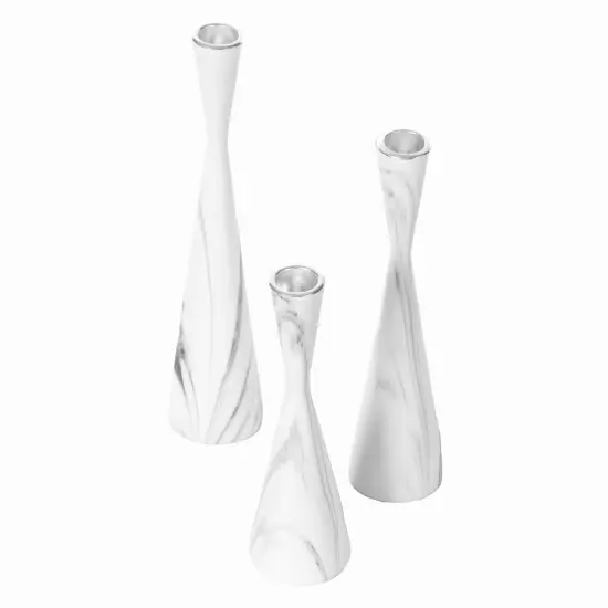 Marble Resin Candle Holders - Set of 3 Exquisite Decorative Taper Candlesticks for Luxurious Home Decor, Elegant Dining Table Centerpieces, Stylish Interior Accents, and Exclusive Event Illumination {11}