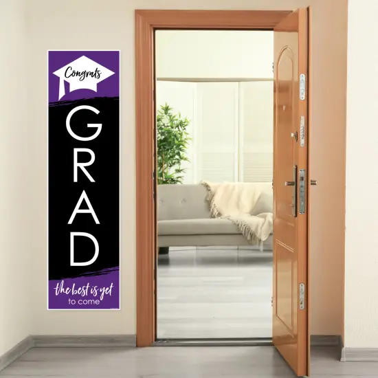 Big Dot of Happiness Purple Graduation Party Door Decoration - Vertical Banner {7}