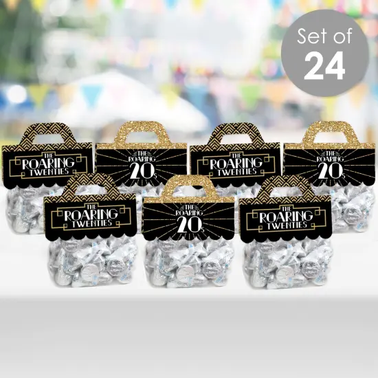 Big Dot of Happiness Roaring 20's DIY 1920s Art Deco Jazz Party Clear Goodie Favor Bag Labels Candy Bags with Toppers Set of 24 {3}