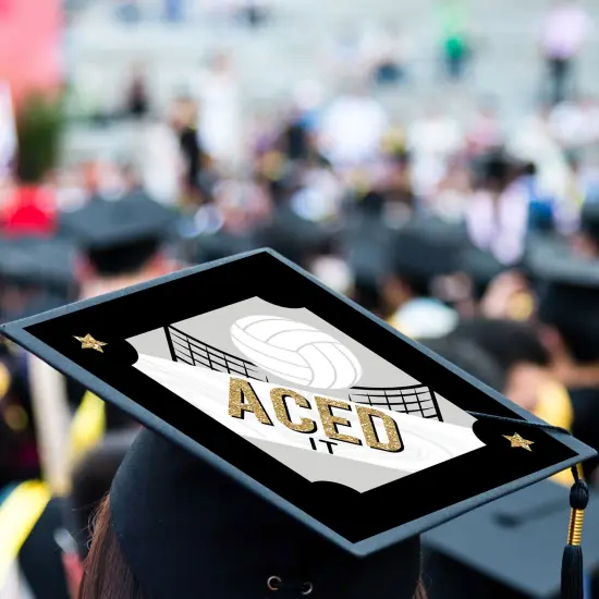 Big Dot of Happiness Grad Volleyball - Graduation Cap Decorations Kit - Grad Cap Cover {4}