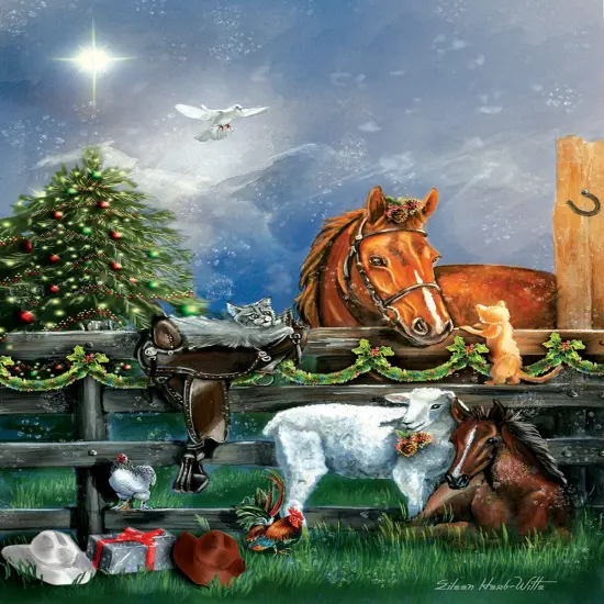 Sunsout Country Christmas 500 pc Christmas Jigsaw Puzzle 60414 {1}