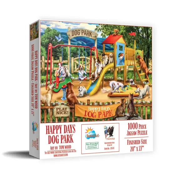 Sunsout Happy Days Dog Park 1000 pc Jigsaw Puzzle 28538 {3}