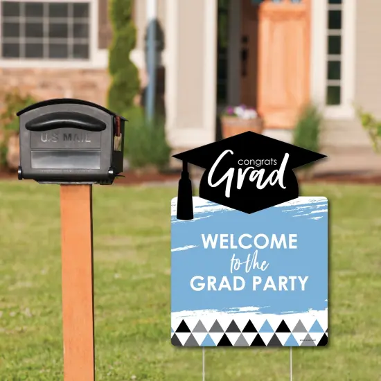 Big Dot of Happiness Light Blue Graduation Party Decorations - Grad Party Welcome Yard Sign {3}