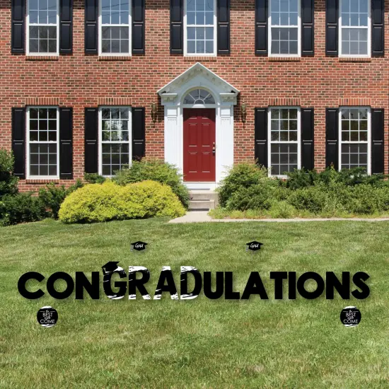 Big Dot of Happiness Black and White Graduation Party Yard Signs - Outdoor Lawn Decorations - ConGRADulations {4}