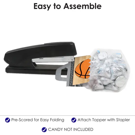 Big Dot of Happiness Nothin' But Net Basketball DIY Baby Shower or Birthday Party Clear Goodie Favor Bag Labels Candy Bags with Toppers Set of 24 {6}