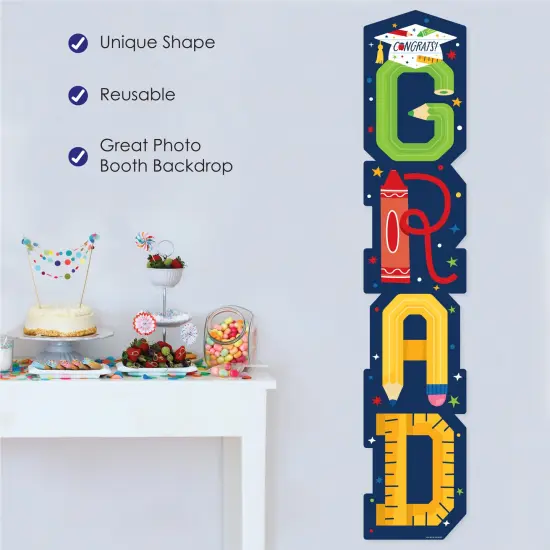 Big Dot of Happiness Elementary Graduation Banner - Vertical Shaped Banner Decorations {3}