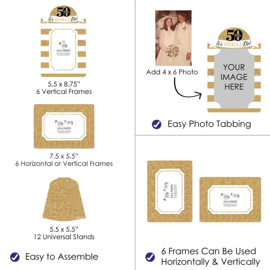 Big Dot of Happiness We Still Do - 50th Wedding Anniversary - Anniversary Party 4x6 Picture Display - Paper Photo Frames - Set of 12 {4}