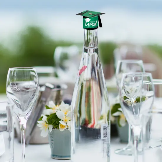 Big Dot of Happiness Green Grad - Best is Yet to Come - DIY Grad Cap Green Graduation Party Bottle Topper Decorations - Set of 20 {7}