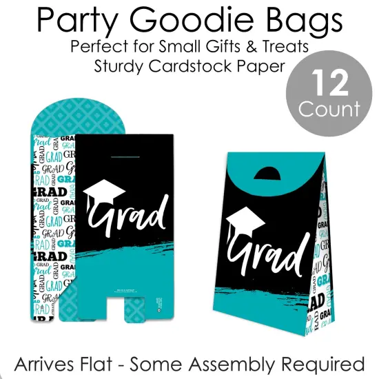 Big Dot of Happiness Teal Grad - Best is Yet to Come - Turquoise Graduation Gift Favor Bags - Party Goodie Boxes - Set of 12 {7}