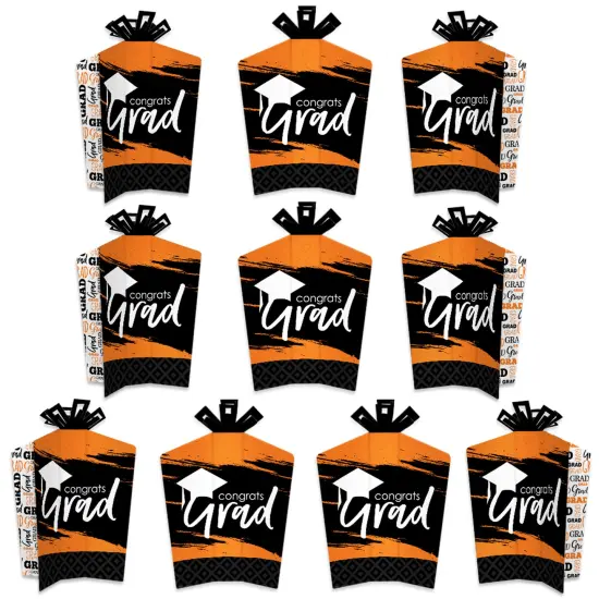 Big Dot of Happiness Orange Graduation Table Decorations - Party Fold and Flare Centerpieces - 10 Count {1}