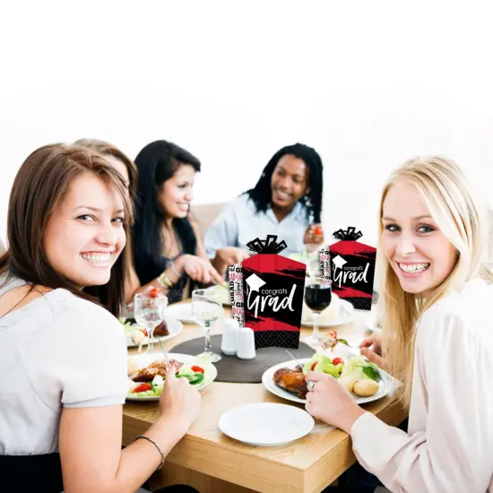 Big Dot of Happiness Red Graduation Table Decorations - Party Fold and Flare Centerpieces - 10 Count {7}