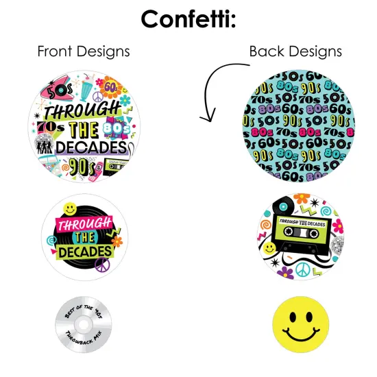 Big Dot of Happiness Through the Decades - 50s, 60s, 70s, 80s, and 90s Party Decor and Confetti - Terrific Table Centerpiece Kit - Set of 30 {7}