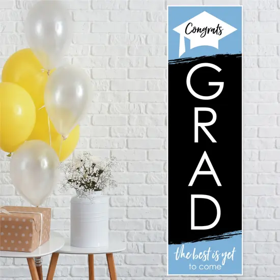 Big Dot of Happiness Light Blue Graduation Party Door Decoration - Vertical Banner {1}